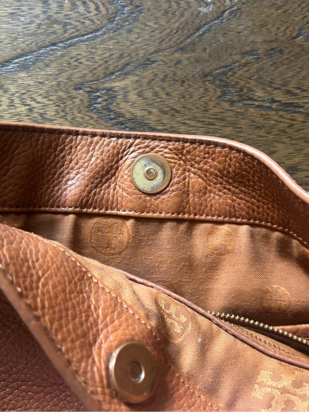 Tory Burch Brown Leather Shoulder Crossbody with Embossed Logo